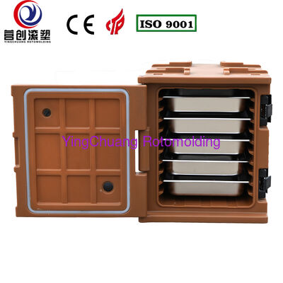 ซื้อ YINGCHUANG OEM 75L กาแฟสีน้ำตาลประเภทด้ามจับกล่องหุ้มฉนวน rotomolded, โฟม PU หนาถือร้อนและเย็น GN กระทะตู้ขนส่งอาหารสำหรับการจัดเลี้ยงโรงอาหารครัวกลาง การผลิตออนไลน์