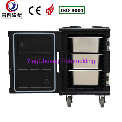 ซื้อ YINGCHUANG OEM 90L สีดำขนาดใหญ่ล้อ Rotomolded กล่องฉนวนขนาดใหญ่, โฟมพียูหนาร้อนและเย็นถือ GN กระทะตู้ขนส่งอาหารสำหรับครัวกลางจัดเลี้ยงโรงอาหาร การผลิตออนไลน์