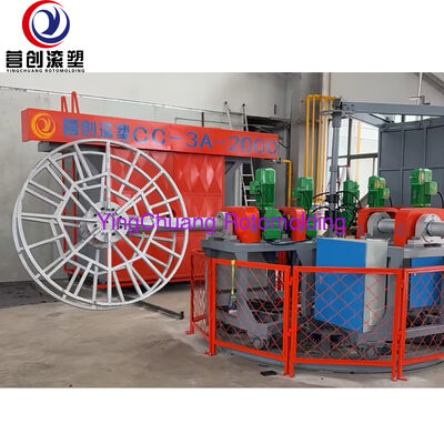 PLC อัจฉริยะควบคุมเครื่อง Rotomolding สามแขน CC-3A-2000 อุปกรณ์สายการผลิตพลาสติกโรตารีที่ปรับแต่งได้